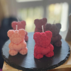 Candele Teddy Cuore colorati in cera di soia